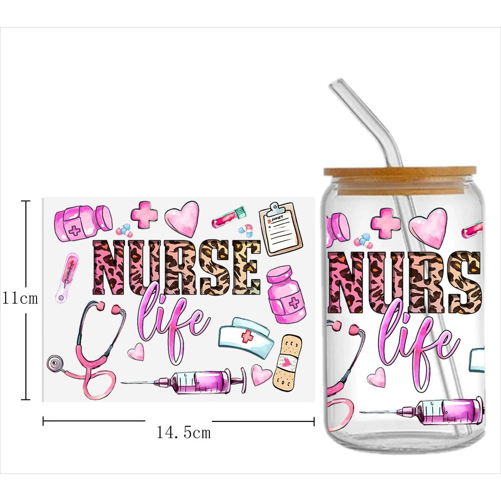 Wholesale Medical Nurse Doctor Health Series UV DTF Transfer Crystal Label Cup Sticker